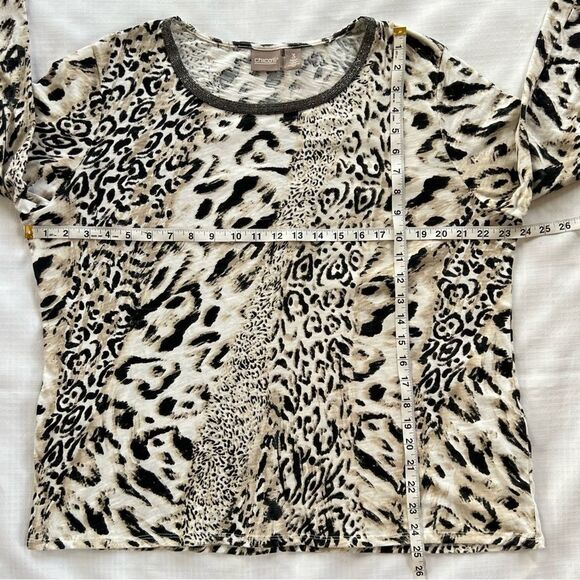Chico’s Leopard Embellished Round Neckline 100% Cotton Tunic Top XL - Picture 8 of 15